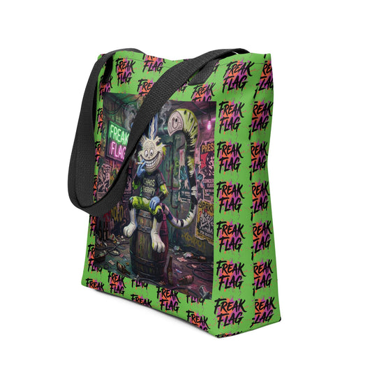 Lil Bastard: "Chaos Therapy" All-Over Print Art Tote - HEATHERS WORLDS4120480_4533CUT-SEW