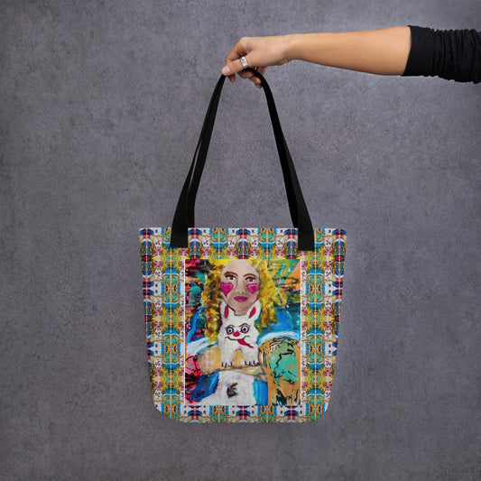 Heather's Worlds Tote Bags – Fay's original artwork displayed against a kaleidoscope background - HEATHERS WORLDS4479734_4533