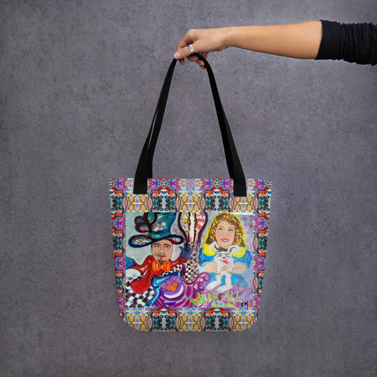 Heather's Worlds Tote Bags – Fay's original artwork displayed against a kaleidoscope background - HEATHERS WORLDS5207184_4533