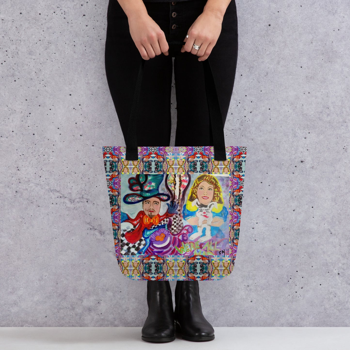 Heather's Worlds Tote Bags – Fay's original artwork displayed against a kaleidoscope background - HEATHERS WORLDS5207184_4533