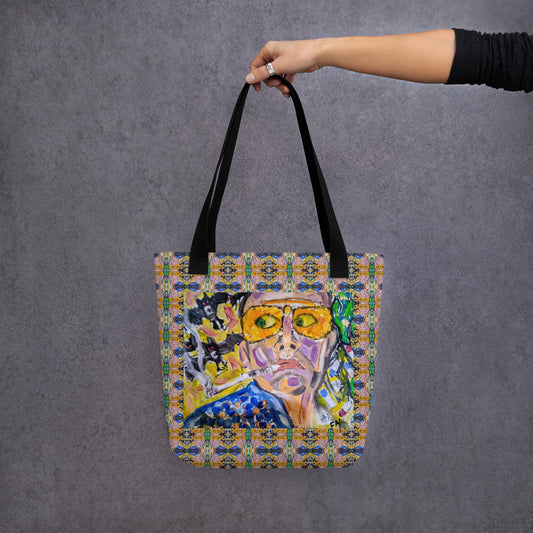 Heather's Worlds Tote Bags – Fay's original artwork displayed against a kaleidoscope background - HEATHERS WORLDS1040543_4533