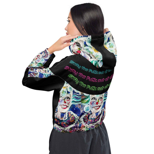 Stay the Fuck Out of My Bubble – Original Art Print Women's Cropped Windbreaker - HEATHERS WORLDS8454300_15800