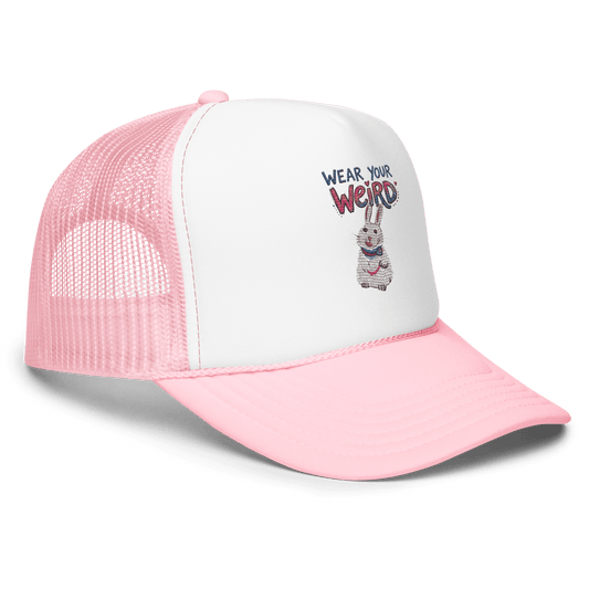 Wear Your Weird Bunny Weird Art Snapback Foam Trucker Hat - HEATHERS WORLDS9677635_16750EMBROIDERY