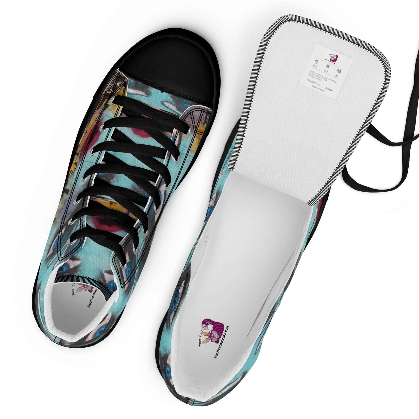 HandPainted Soles by Fay Heathers Worlds Women’s high top canvas shoes - HEATHERS WORLDS8679076_17467
