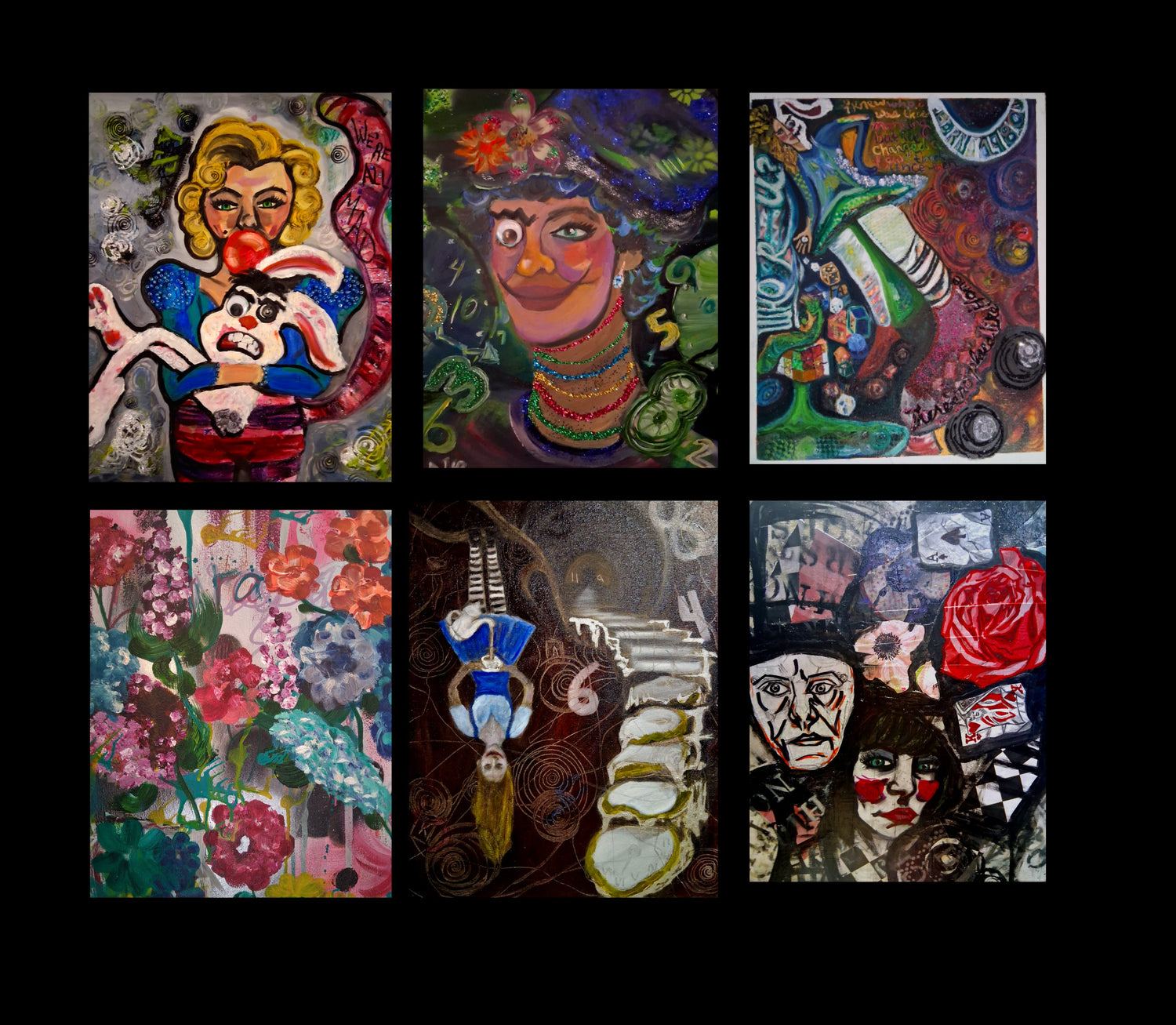 Down the Rabbit Hole Series-Fay's Mixed Media Original Art Prints