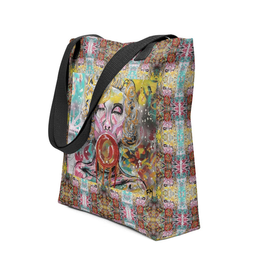 Heather's Worlds Tote Bags – Fay's original artwork displayed against a kaleidoscope background - HEATHERS WORLDS1316038_4533