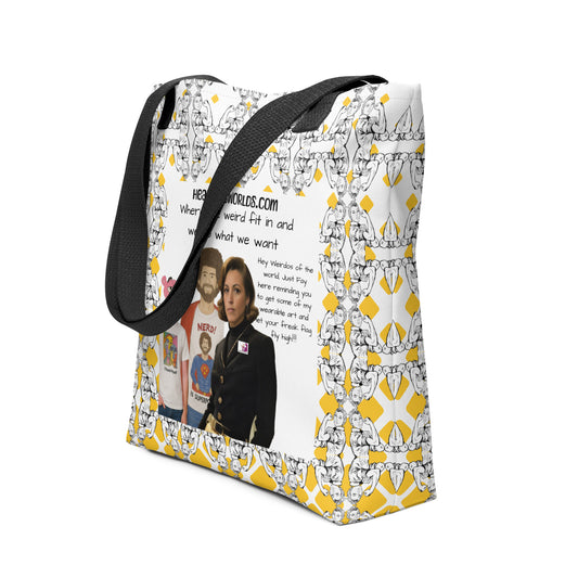Heather's Worlds Tote Bags – Fay's original artwork displayed against a kaleidoscope background - HEATHERS WORLDS7144239_4533