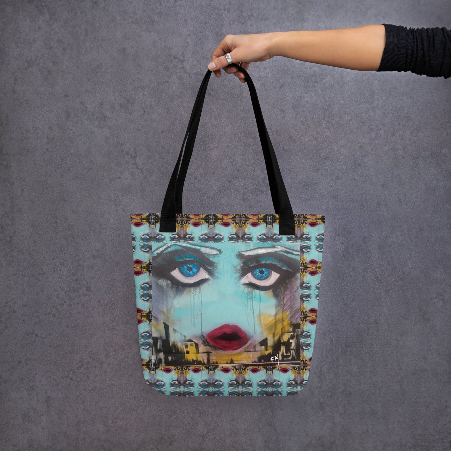 Heather's Worlds Tote Bags – Fay's original artwork displayed against a kaleidoscope background - HEATHERS WORLDS5941500_4533