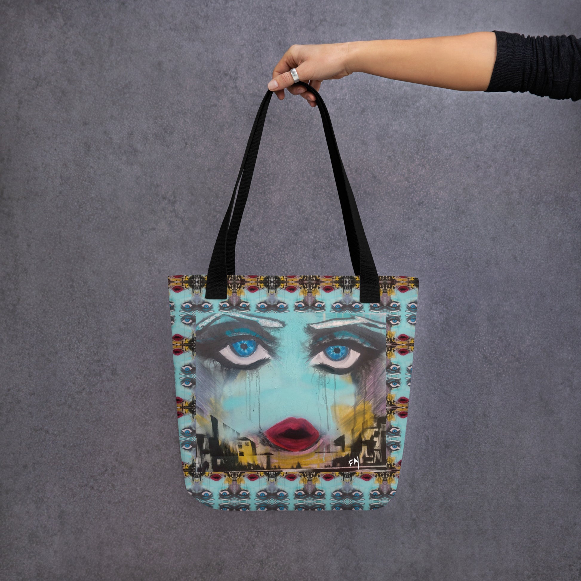 Heather's Worlds Tote Bags – Fay's original artwork displayed against a kaleidoscope background - HEATHERS WORLDS5941500_4533