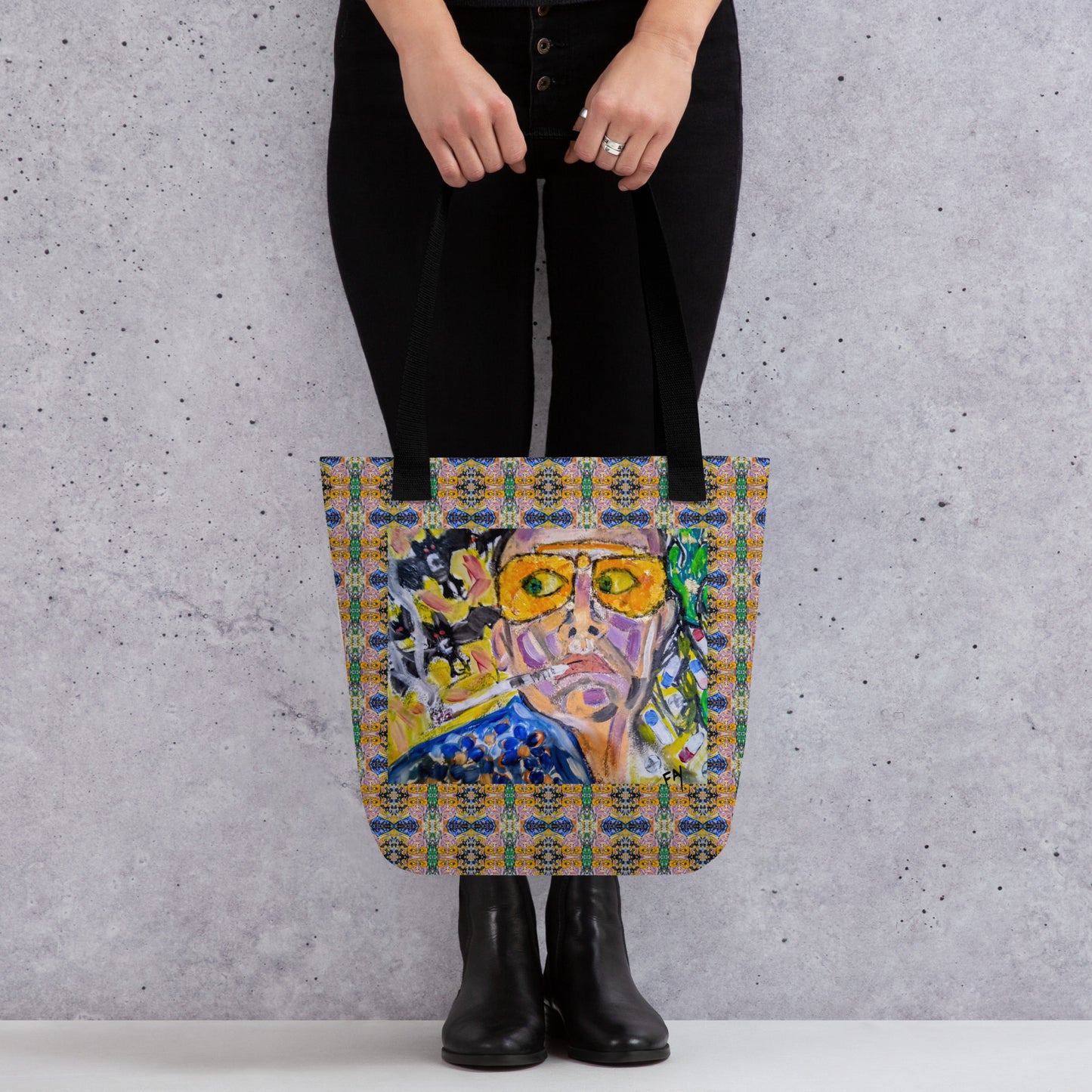 Heather's Worlds Tote Bags – Fay's original artwork displayed against a kaleidoscope background - HEATHERS WORLDS1040543_4533