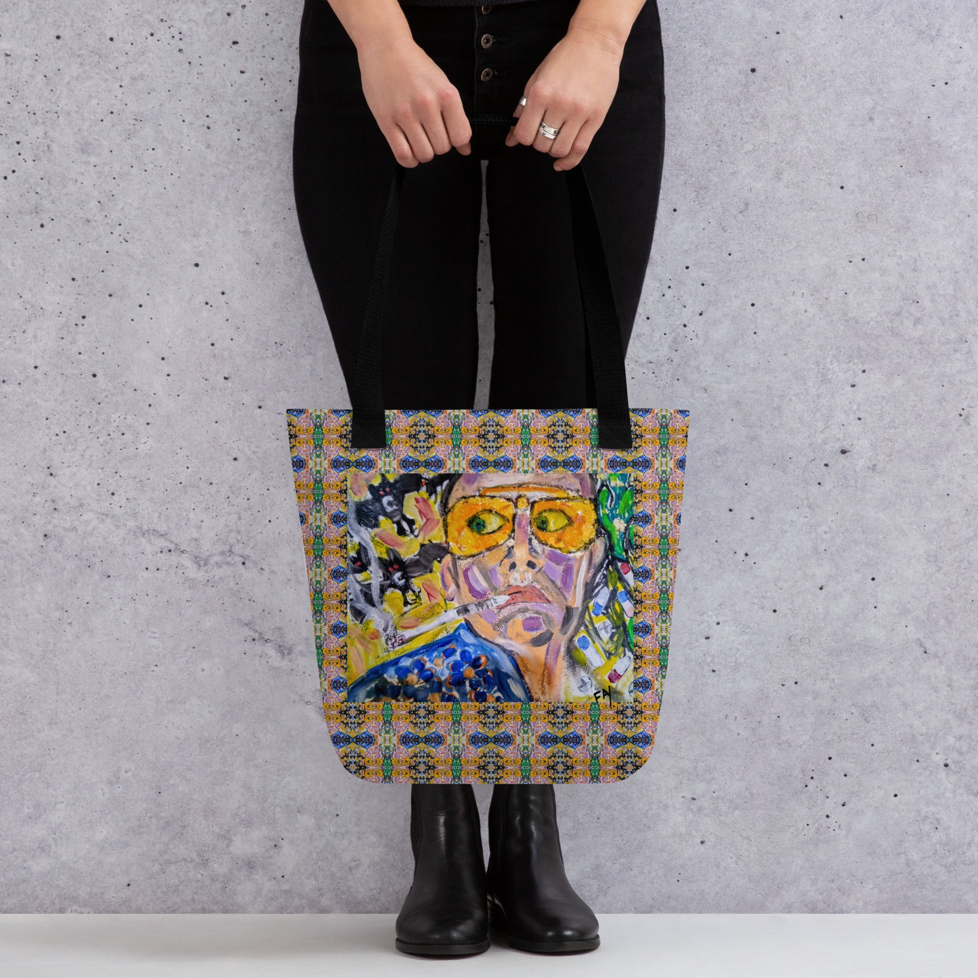 Heather's Worlds Tote Bags – Fay's original artwork displayed against a kaleidoscope background - HEATHERS WORLDS1040543_4533