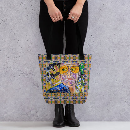 Heather's Worlds Tote Bags – Fay's original artwork displayed against a kaleidoscope background - HEATHERS WORLDS1040543_4533