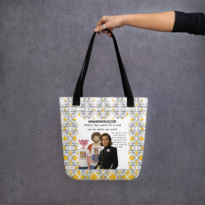 Heather's Worlds Tote Bags – Fay's original artwork displayed against a kaleidoscope background - HEATHERS WORLDS7144239_4533