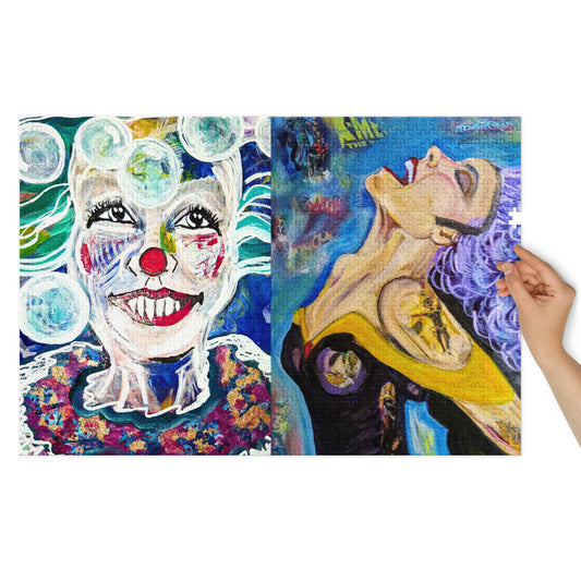 original art Clown/Purple hair woman Jigsaw puzzle with tin - HEATHERS WORLDS3068953_23249