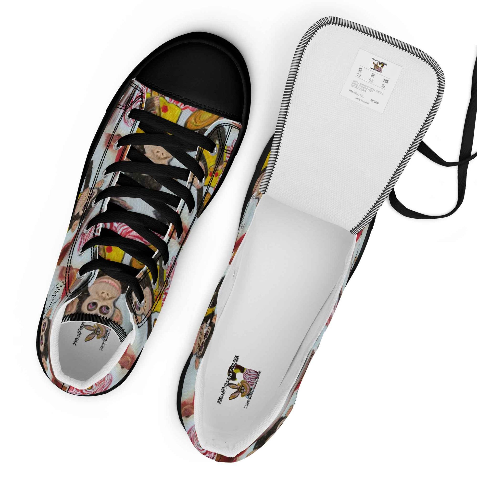 HandPainted Soles by Fay Heathers Worlds Women’s high top canvas shoes (Fucking Rat...)