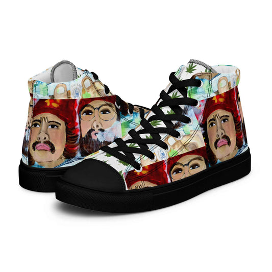 HandPainted Soles by Fay Heathers Worlds Women’s high top canvas shoes (Cheech & Chong)