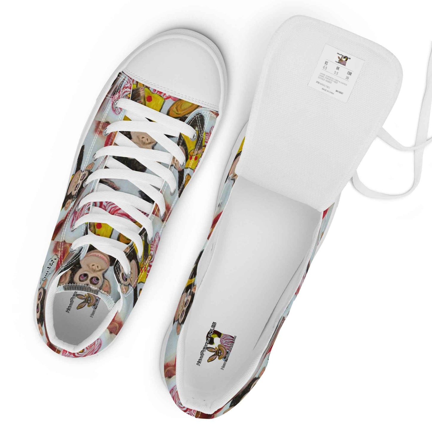 HandPainted Soles by Fay Heathers Worlds Women’s high top canvas shoes (Fucking Rat...)