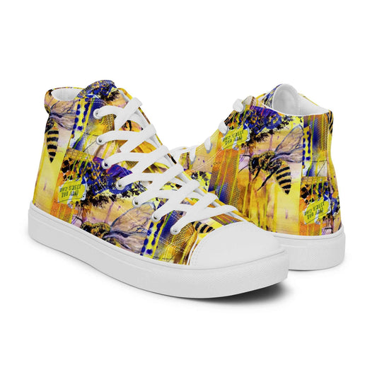 HandPainted Soles by Fay Heathers Worlds Women’s high top canvas shoes (BEE - YOU, How Sweet you Are) - HEATHERS WORLDS6093862_13223