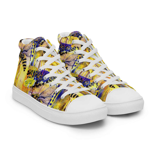 HandPainted Soles by Fay Heathers Worlds Women’s high top canvas shoes (BEE-YOU, How Sweet you Are)
